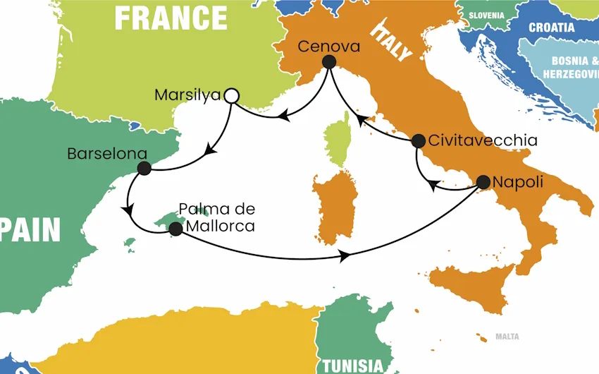 Costa Toscana ile Balear Adaları ve Batı Akdeniz Turu, 8 Gün – İstanbul 1